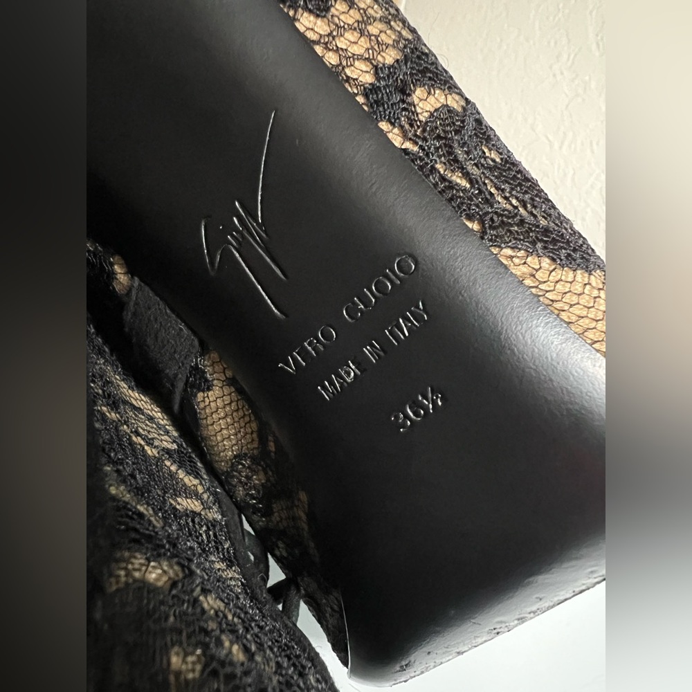 Giuseppe Zanotti Black Lace Peep-Toe Stiletto Sandals - Picture 9 of 16